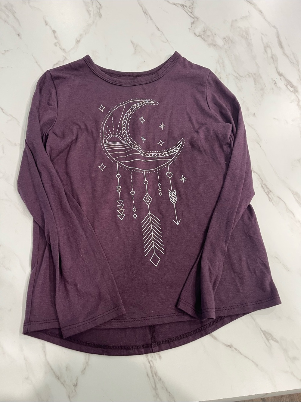 Mudd Purple Long-Sleeve Moon & Feather Graphic Tee